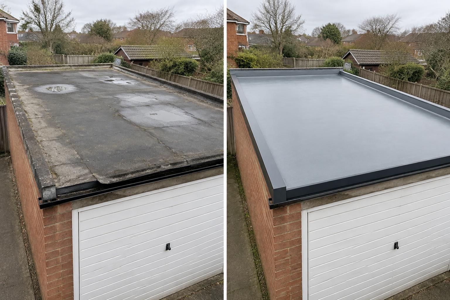 Before and after: GRP garage re-roof in Havant, Hampshire