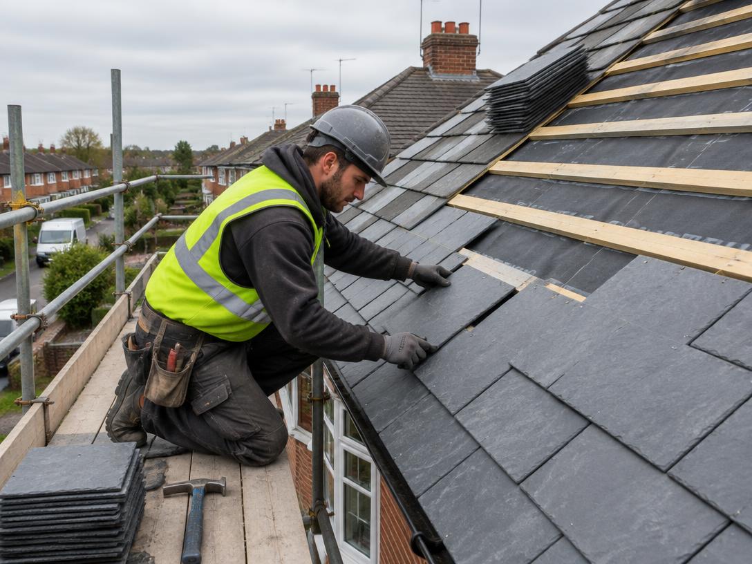 Slate re-roof in Horsham, West Sussex